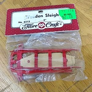 Vintage Unopened Fibre Craft Wooden Sleigh Miniature